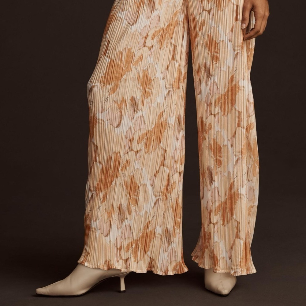 Anthropologie Significant Other Marlie Plisse Wide Leg Pants Tan Size 8 NWT - Picture 6 of 8